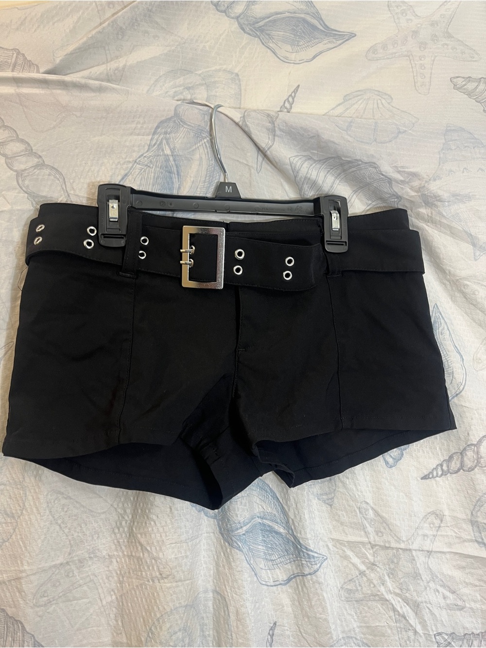 H&M Black High-Rise Bike Shorts with Grommet Belt